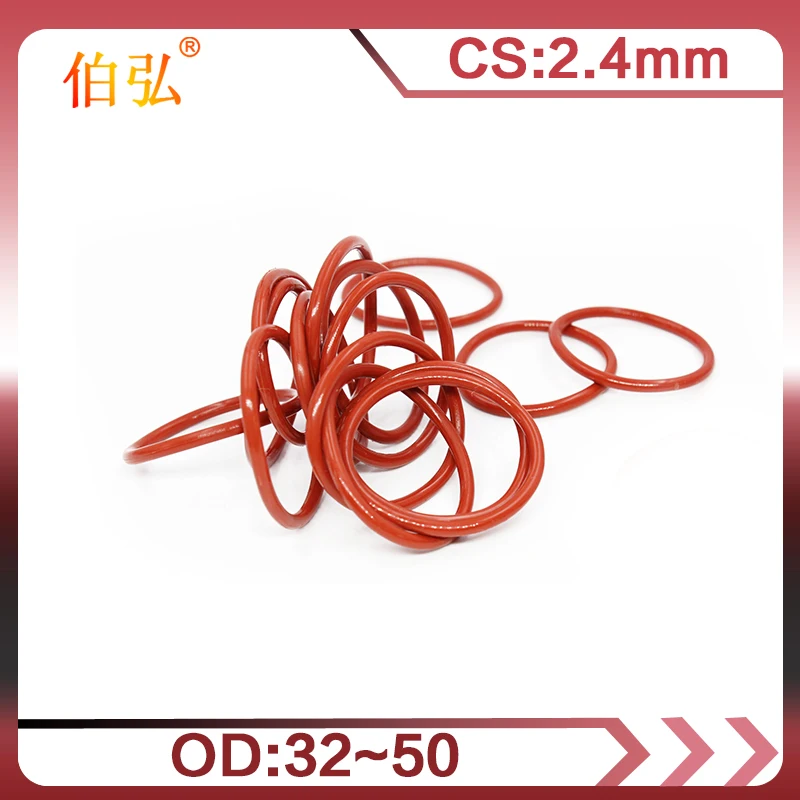 

5PCS/lot Red Silicon O-Ring Silicone/VMQ 2.4mm Thickness OD32/33/34/35/36/40/42/44/45/48/50mm Rubber O Ring Seal Gasket Washer