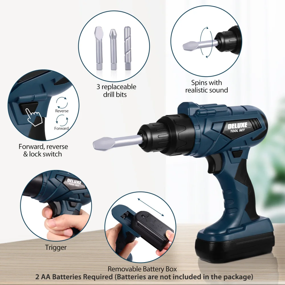 

iBaseToy 45pcs Kids Tool Toys Children Role Play Pretend Play Set Educational Learning Repairman Kit