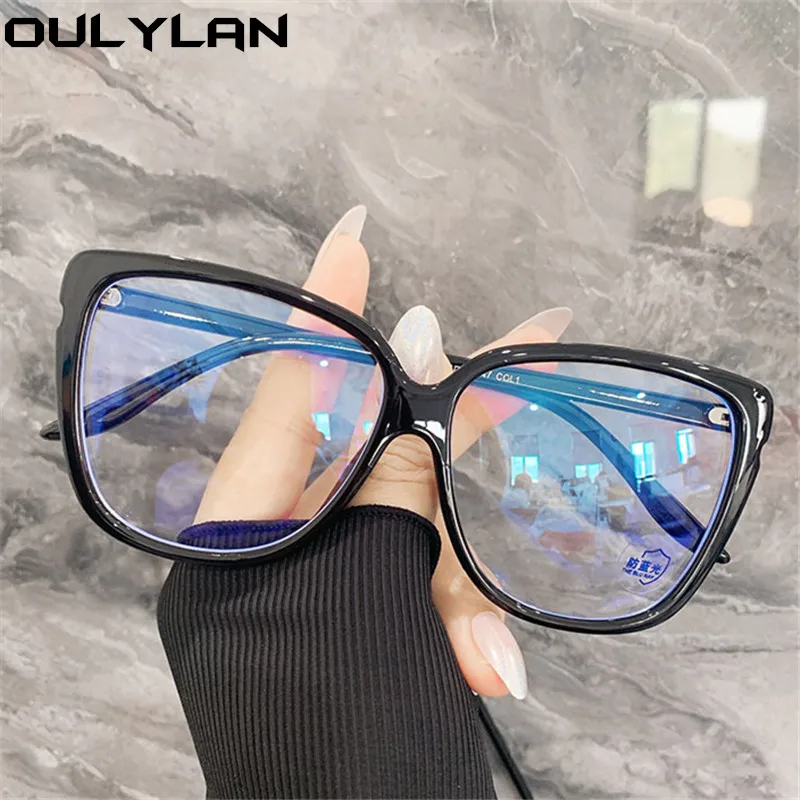 

Oulylan TR90 Eyeglasses Frames Women Men Vintage Anti-blue light Glasses Frame Fashion Oversized Fake Glasses Spectascle Frames