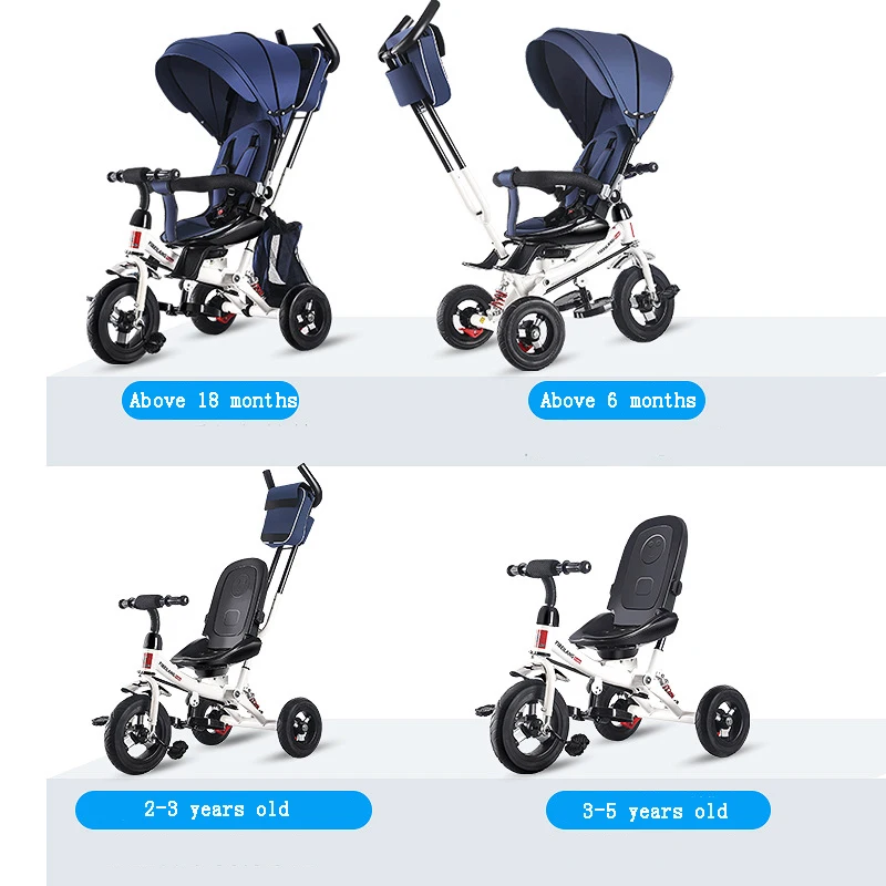 New Children's Car Three-wheeled Bicycle Baby Hand Push Rotating Seat Damping Child Carriage | Игрушки и хобби