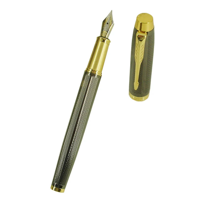 

ACMECN New Luxurious Gun color Calligraphy Pen Computer Carved Pattern with Gold Accents 0.5mm Writing Point Fountain Pen