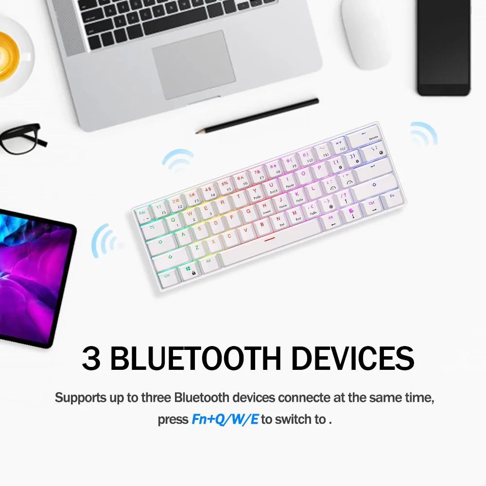 

Royal Kludge RK61 Tri Mode RGB Mechanical Gamer Bluetooth Wireless Keyboard Gamer Accessories For Typewriting Machine