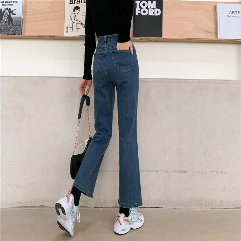 

Jeans Women Spring Slim Leisure Straight Female Ulzzang Ins Trendy All-match Trousers Fall Female Aesthetic Simple Stretchy