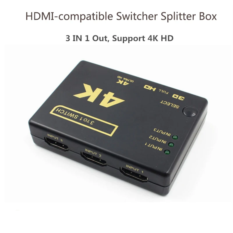 Мини HDMI-совместимый усилитель переключатель с 3 портами 4K * 2K сплиттер Box Ultra HD для