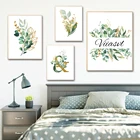 Постеры на холсте с золотыми и зелеными листьями для гостиной