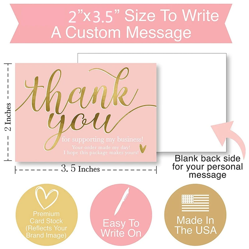 

50 Small Business Cards Thank You For Your Support, Thank You Card Thank You Card For The Owner And Seller | Card 5*9 Cm New