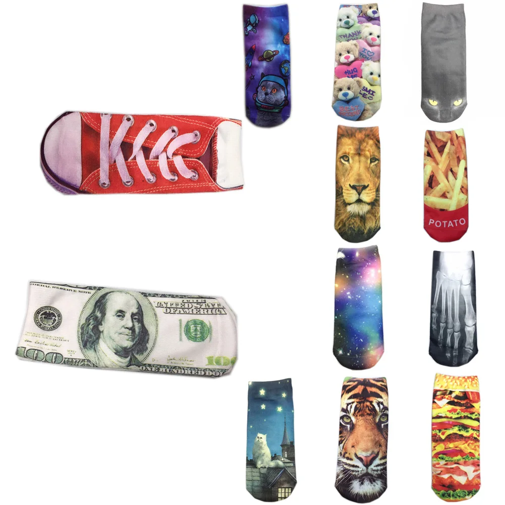 

Fashion Unique 3D Printing Art Socks For Men Women Novelty Pork Animal Pattern Short Socks Vintage Funny Cotton Socks Men