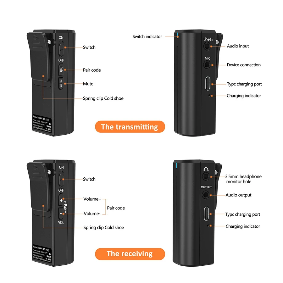 Беспроводной петличный микрофон MAMEN 2 4 ГГц PRO со встроенным аккумулятором и