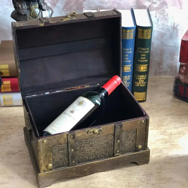 Ретро деревянный пират сундук с сокровищами коробка драгоценный камень