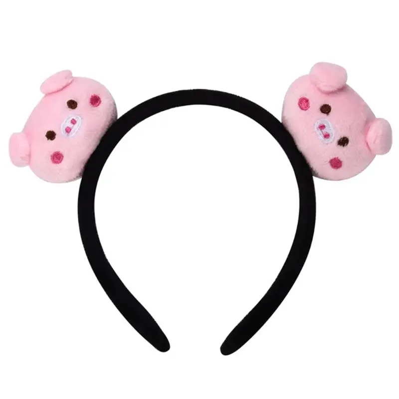 

Pompom Hair Hoop Plush Performance Washing Face Headband cosplay pink pig hair band