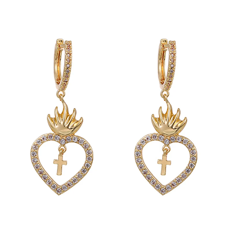 

ZHINI New Summer Lovely Colourful Crystal Earrings For Women Simple Charming Heart Dangle Drop Earring Statement Jewelry brincos