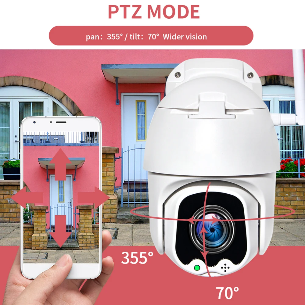 5 мегапиксельная PTZ Беспроводная IP камера водонепроницаемая кратный цифровой зум