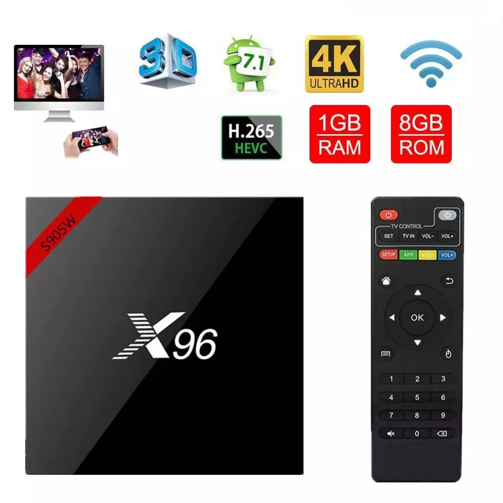 ТВ приставка X96 X96W Android 7 1 Wi Fi S905W смарт android 2 Гб ОЗУ четырехъядерная телеприставка
