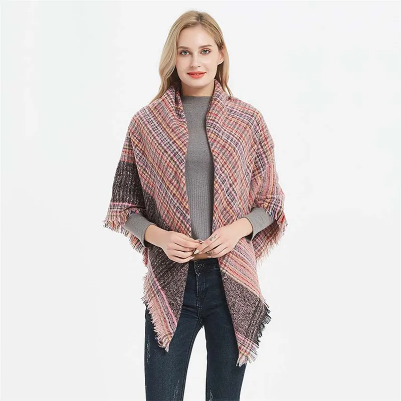 

2020 new Large square Fine lattice Thicken Bib Big shawl Keep warm Blanket scarf scarf bandana foulard femme hijab scarf women