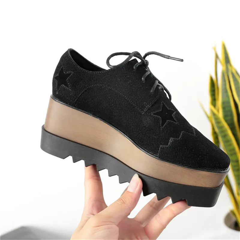 

Hjwsfdcai Women Platform Square Toe Single Shoes Lace-Up High Heel Ladies Casual Shoes New Spring Outdoor Walking Female Shoes