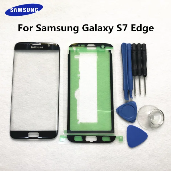 S7 Edge black Замена внешнего стекла для samsung Galaxy S7 Edge G935 SM-G935F G935FD ЖК-дисплей сенсорный экран передняя внешняя стеклянная линза+ инструмент - Цвет: S7 Edge black