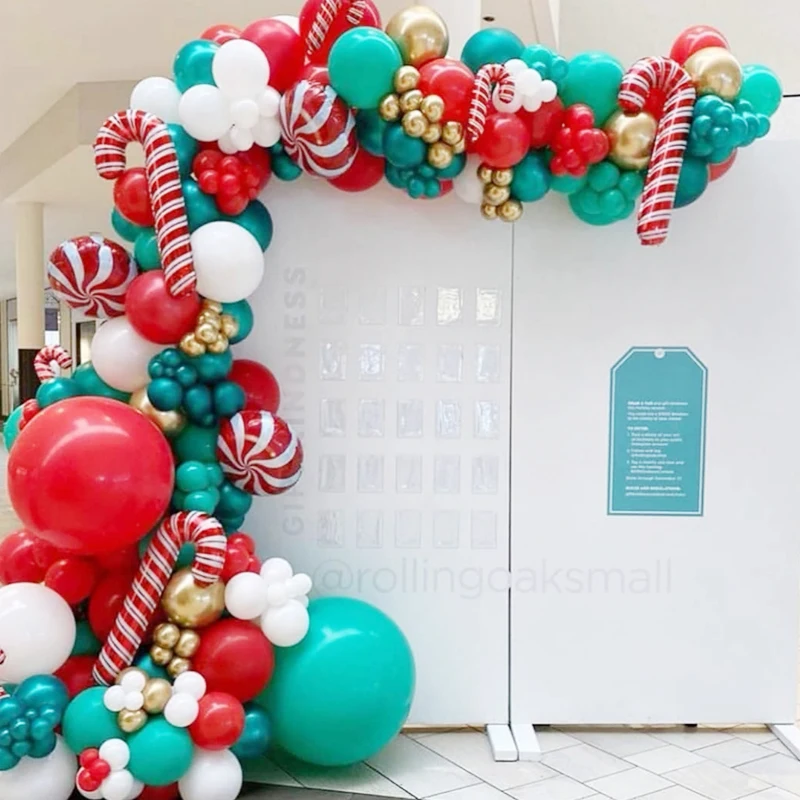 

153pcs Red Dark Green Balloon Arch Garland Kit Chrome Gold Ballon Latex Globos Merry Christmas Happy New Year Decoration