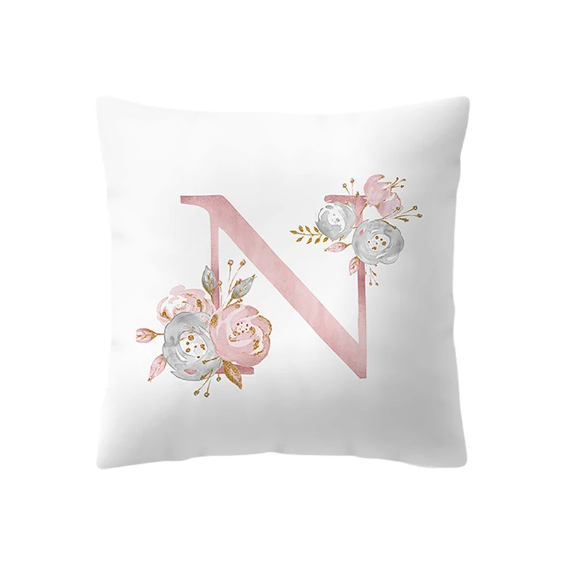 

Pink letter decoration pillow cushion cover simple and simple 45*45cm polyester cushion suitable for various purposes 45*45cm
