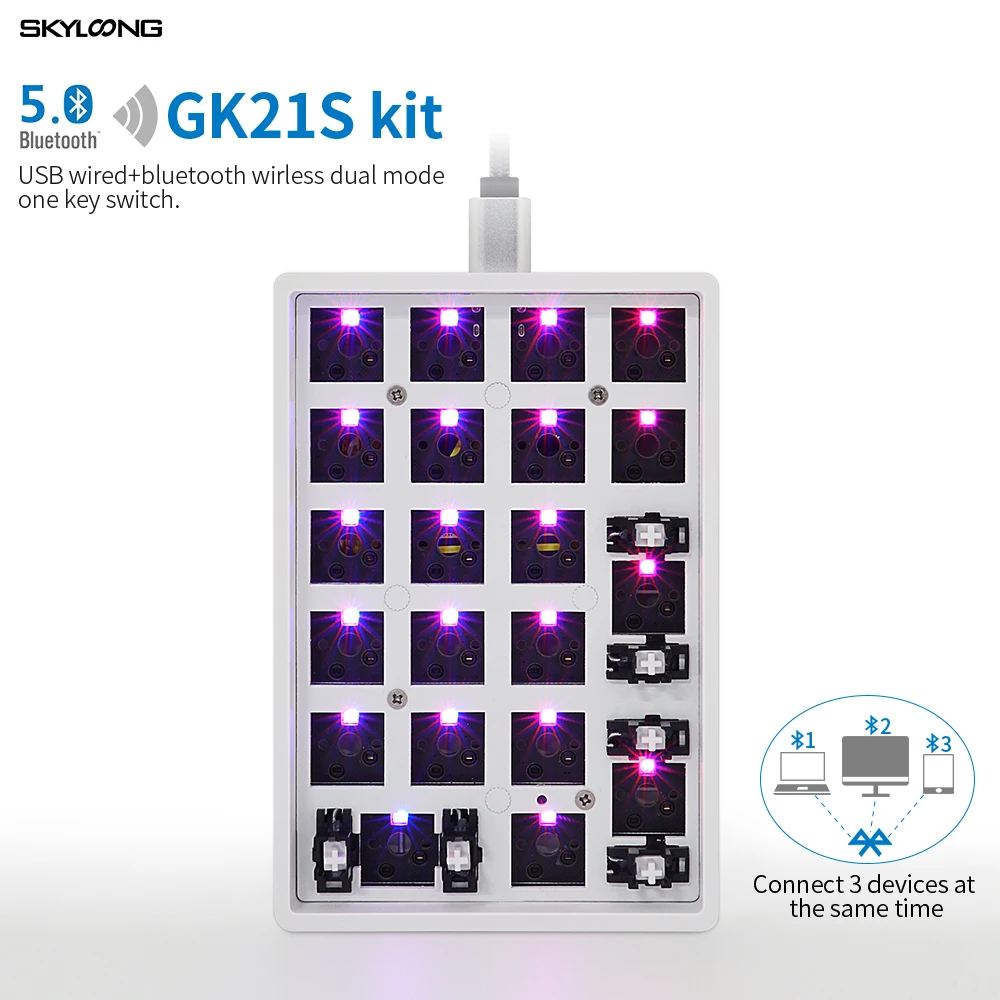 

SKYLOONG SK21s GK21S Hot Swappable Bluetooth Dual Mode Pcb Custom Mechanical Keyboard Numpad Kit Rgb Smd Switch Leds Type C