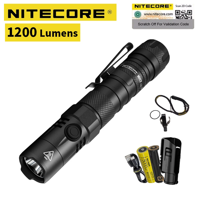 NITECORE MH12 V2 перезаряжаемый тактический фонарь CREE XP-L2 V6 светодиодный 1200 люмен