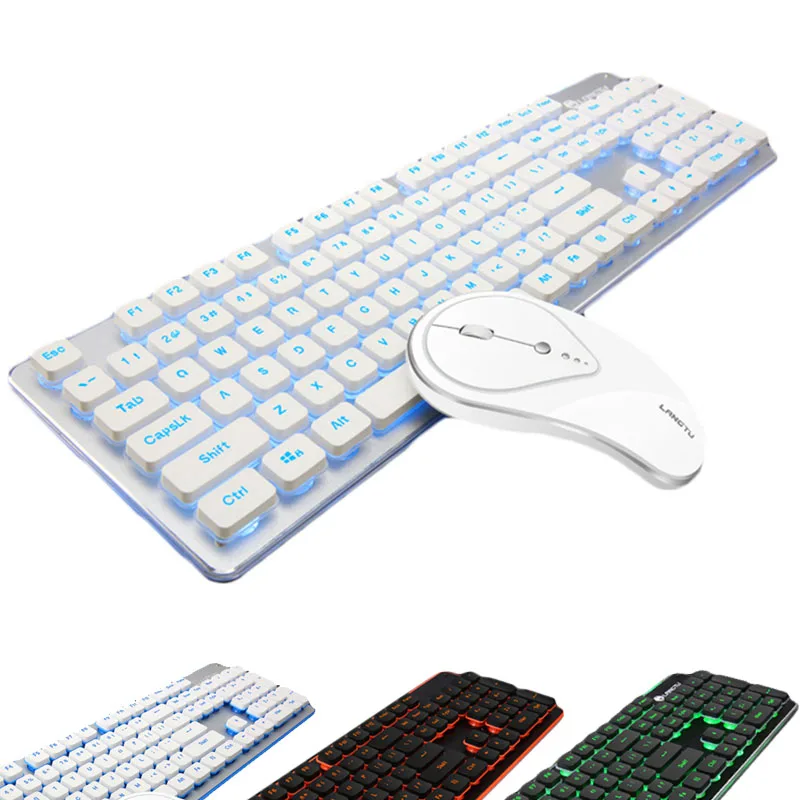 Беспроводная Bluetooth цветная клавиатура с подсветкой мышь комбо тихий Keystroke домашний рабочий стол компьютер Бесшумная Клавиатура тонкая мышь комплект