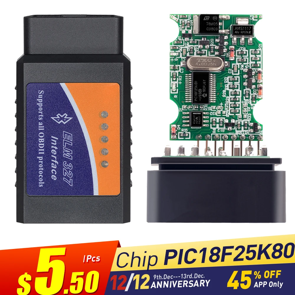 Высокое качество PIC1825K80 чип супер мини ELM327 Bluetooth прошивки V1.5 OBD2 инструмент диагностики ELM 327 V1.5 Bluetooth с выключателем