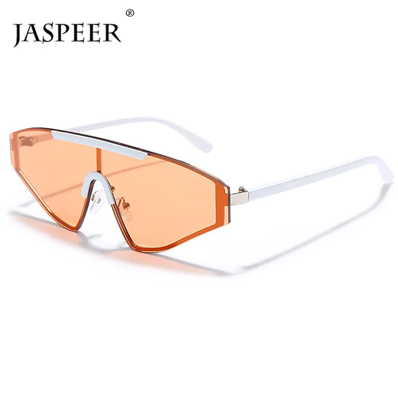JASPEER Oversized Rimless Sunglasses Women One Piece Cat Eye Sunglasses Men Brand Designer 2020 Ladies UV400 Goggle Eyewear 2