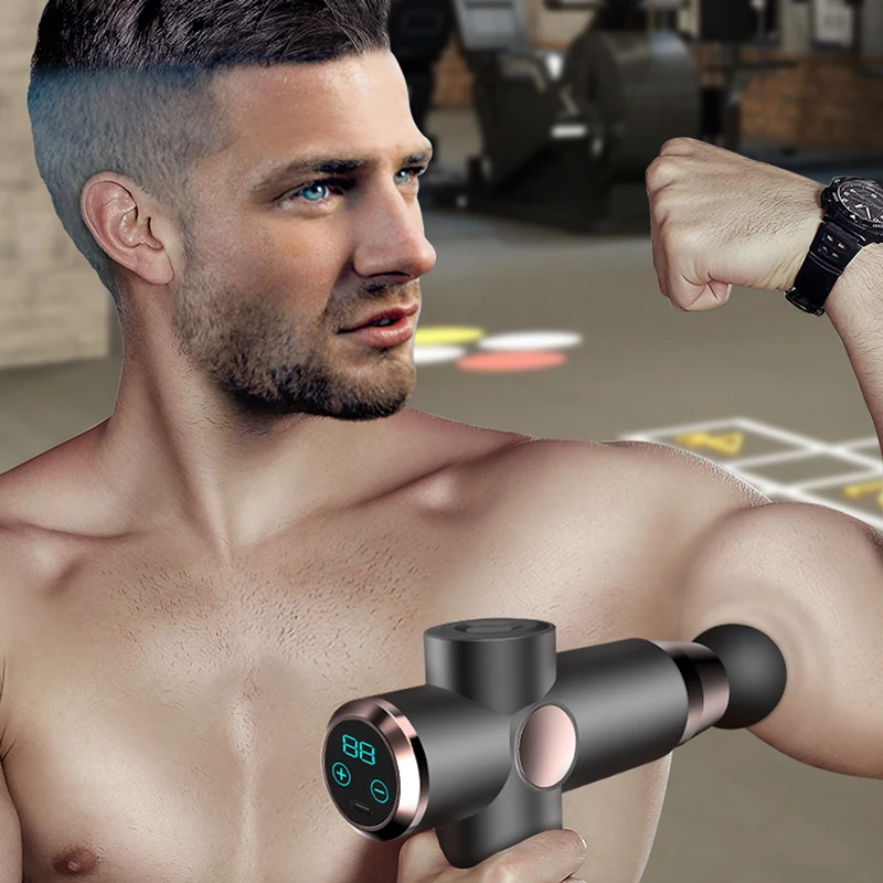 

Button&LCD Massage Gun Electric Deep Tissue Percussion Muscle Massager Portable Facial Gun for Sport Fitness Pain Relief Relax
