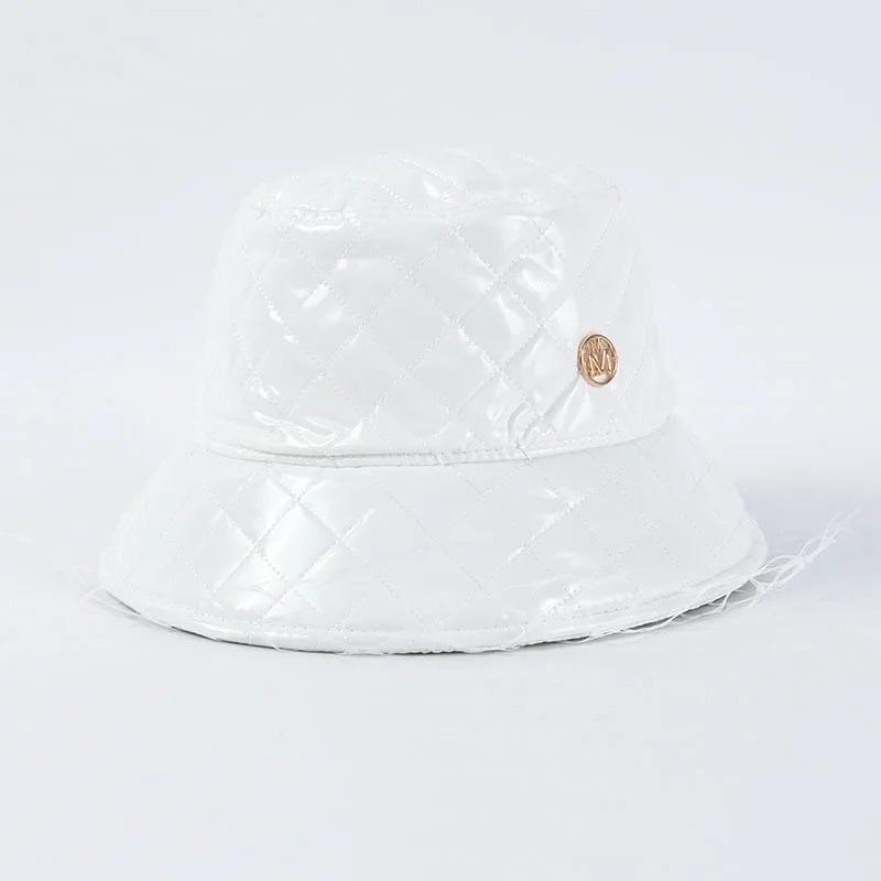 Новые осенне зимние женские шапки из искусственной кожи с вуалью модные шляпы УФ