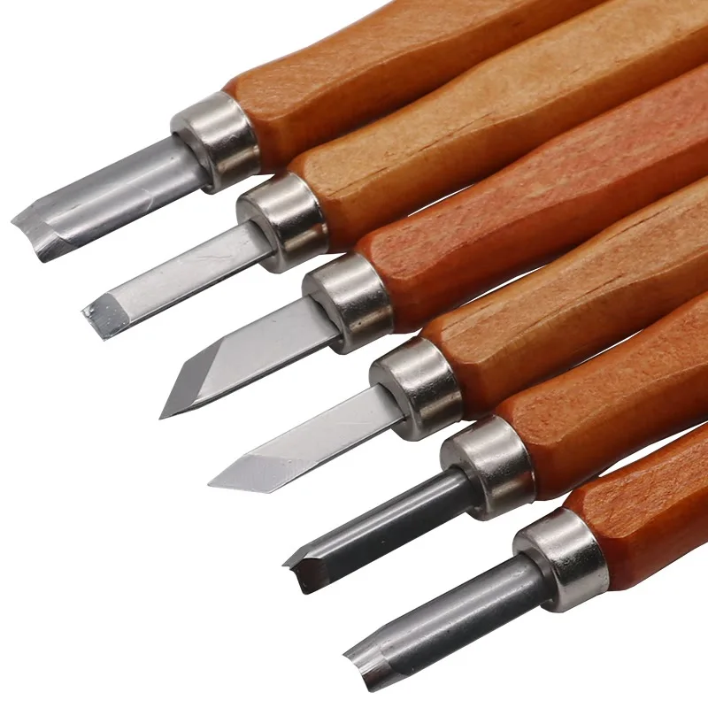 12 шт., резьба по дереву, узкий скребок для основных работ по дереву, DIY инструменты и детальные ручные инструменты, имитация красного дерева с коробкой