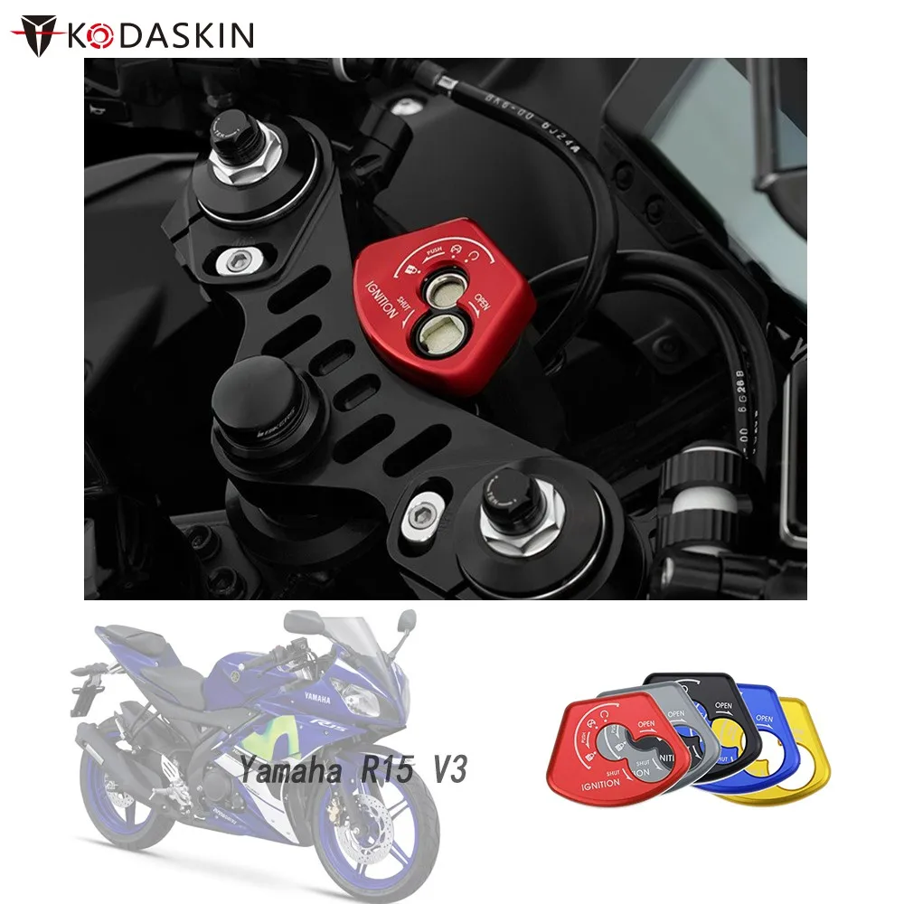 

KODASKIN Ignition Switch Cover Motorcycle Modified Key Case Door Lock Protector Cover Guard For Yamaha r15 YZF-R15 v3 2017-2019