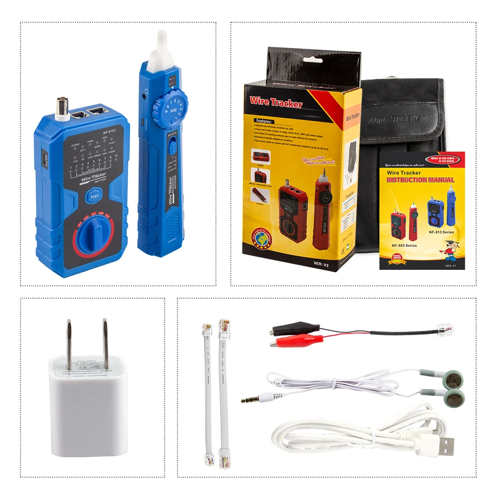 NOYAFA NF-813C Network Cable Tester For Ethernet LAN Cable Landline Testing Tool Circuit Detector Wire Tracker