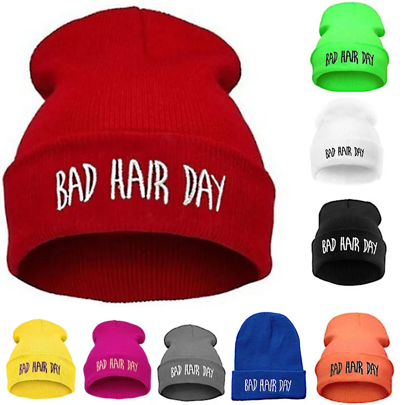 

Bonnet Hats Fashion Sport Warm Winter Hats Bad Hair Day Letter Beanies Cap Women Men Hat Beanie Knitted Hip Hop Hats for Unisex