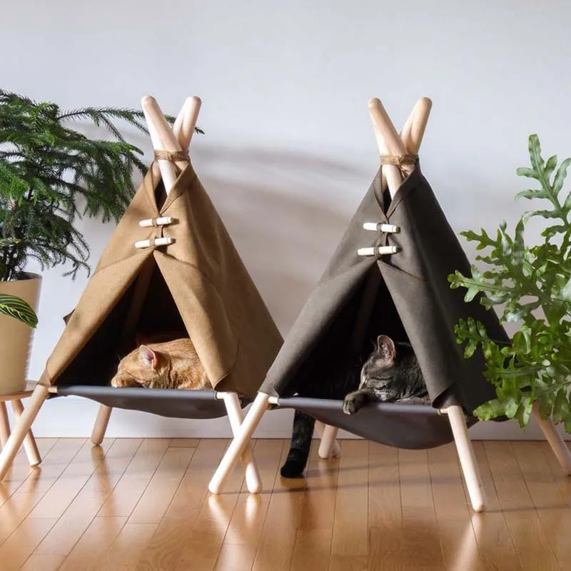 ZK40 Pet Teepee Dog & Cat Bed White Canvas Dog Canvas Cute House-Portable Washable Dog Tents for Dog&Cat Pet Puppy Kitten Bed