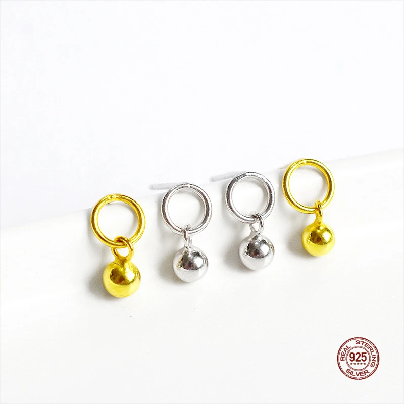 

Серьги-гвоздики LKO Real S925 из стерлингового серебра с круглыми бусинами для студентов, серьги-гвоздики с темпераментом, аксессуары для вечери...