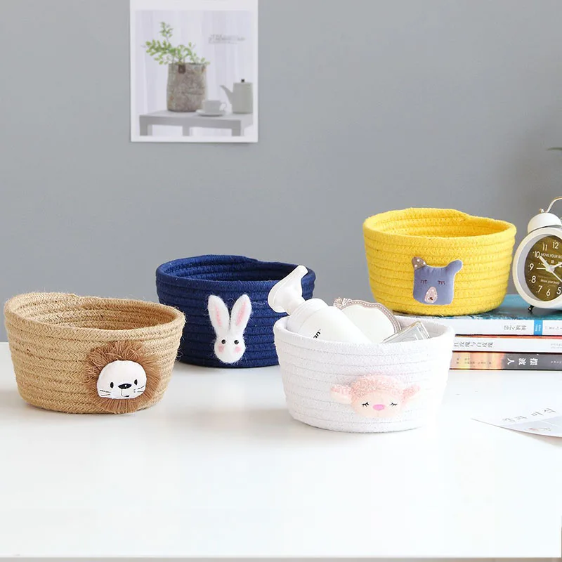

Cartoon Animals Hand Woven Storage Basket Kids Toys Desktop Organizer Sundries Storage Box Laundry Baskets 16*9CM 1Pcs