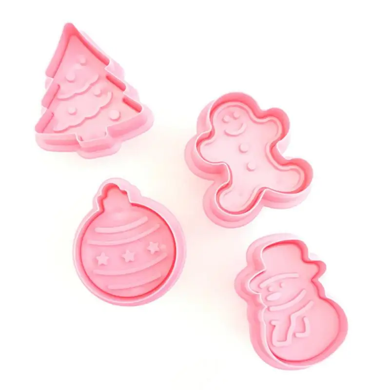 New Year 2021 4pcs Christmas Series Biscuit Mold Household ABS Cookie Tools Baking Appliance Kitchen Cake Decoration Tool