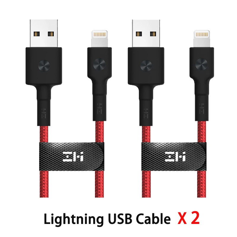 2pcs Lightning Red ZMI MFI Сертифицированный usb-кабель Lightning для iPhone, кабель type-C, кабель для зарядки и передачи данных для iPhone X 8 7 6 Plus, шнуры для зарядки F1 - Цвет: 2pcs Lightning Red