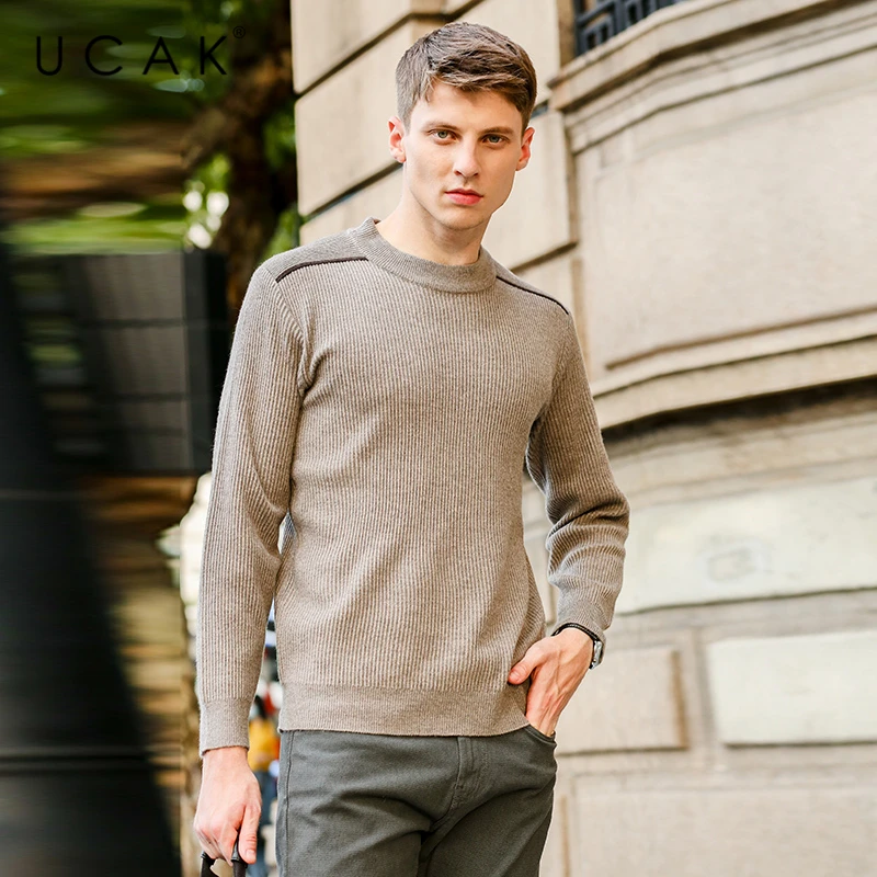 Мужской свитер с круглым вырезом UCAK зимний классический уличный пуловер