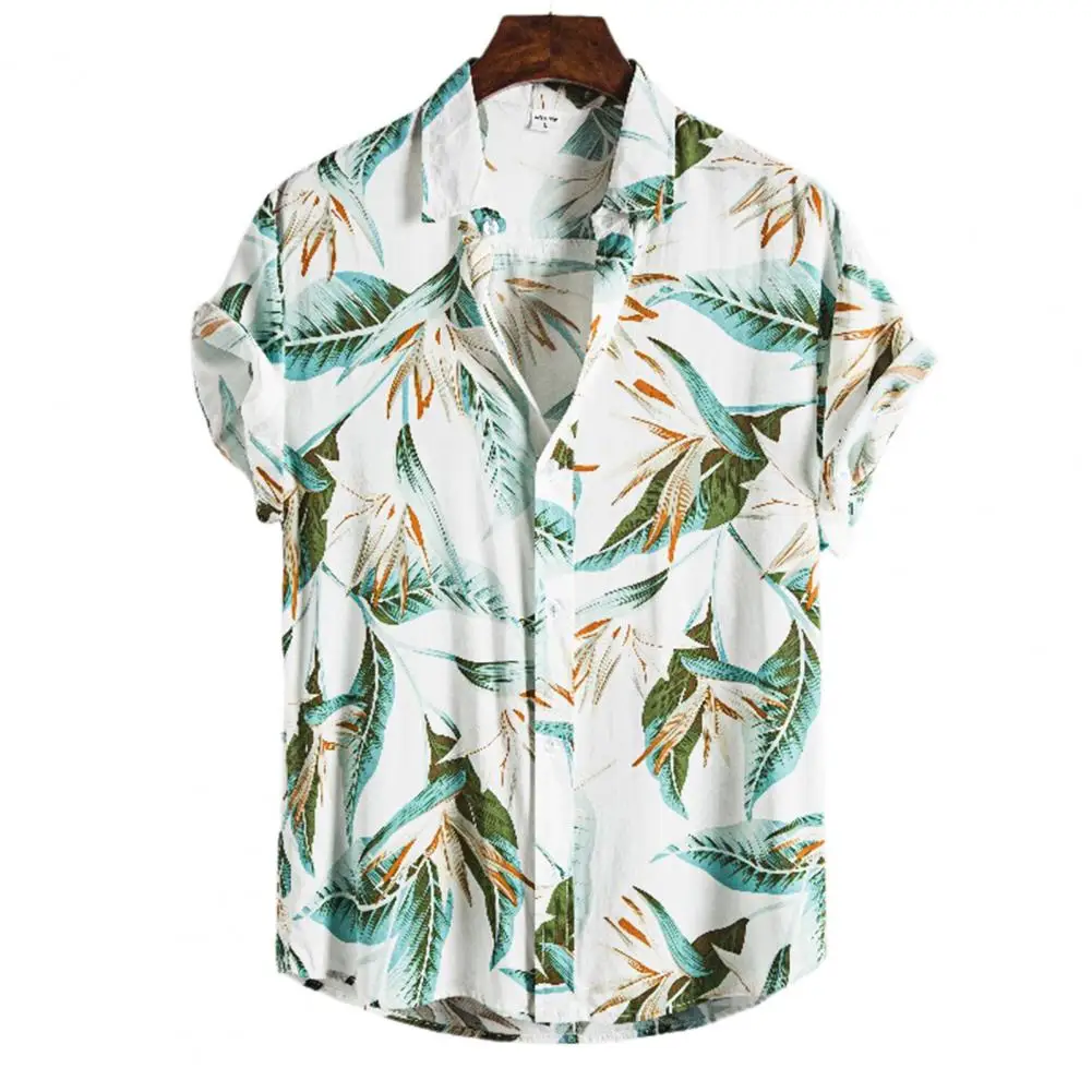 

Summer Men Shirt Floral Print All Match Summer casual Short Sleeve breathable Lapel Top Men Beach Shirts