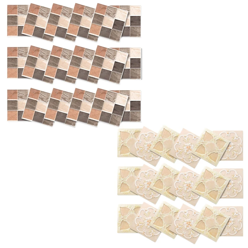 

Tile Sticker for Kitchen Waterproof Anti-Mold Backsplash Tile Stickers 10X10CM for Walls Decoration 72Pcs