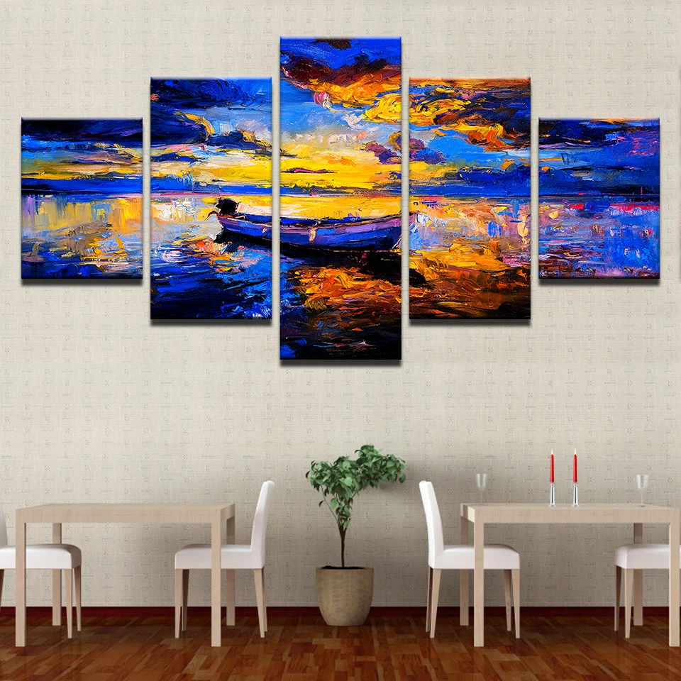 Холст HD принты Гостиная домашний декор рамки 5 шт. абстрактный корабль на море