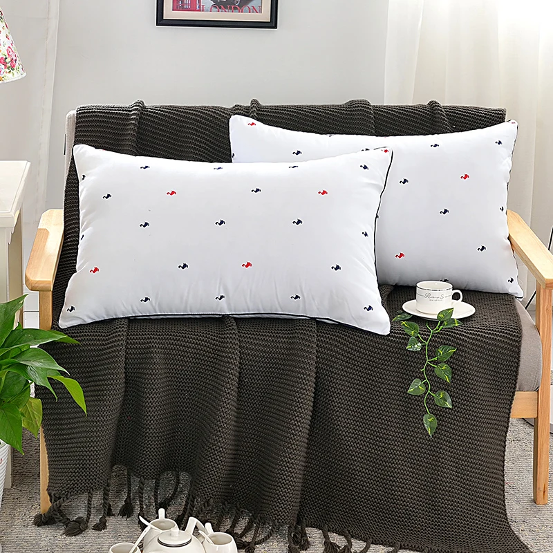 Подушка для сна из мягкой ткани с принтом перьев суперэластичная отеля