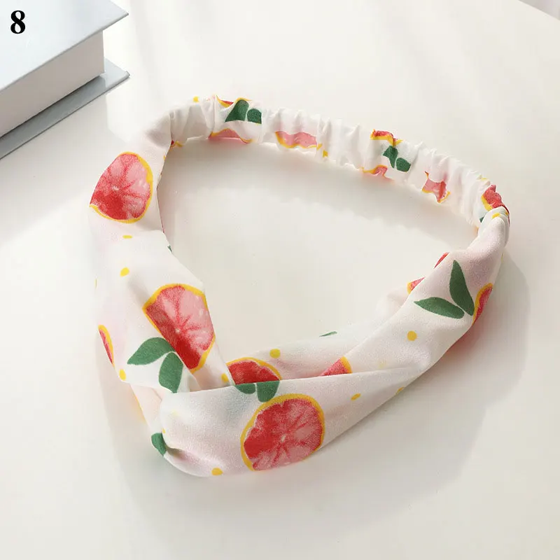 

Fruit Print Hairband Women Soft Imitated Silk Turban Bandanas Summer Bohemia Style Headbands Elastic Hair Bands Hair Accessory
