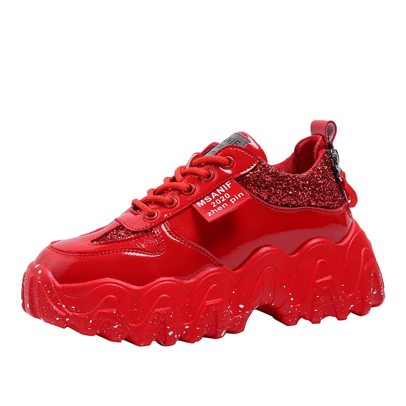 Женские кроссовки RUIFF женская красная обувь с высоким верхом уличная на толстой