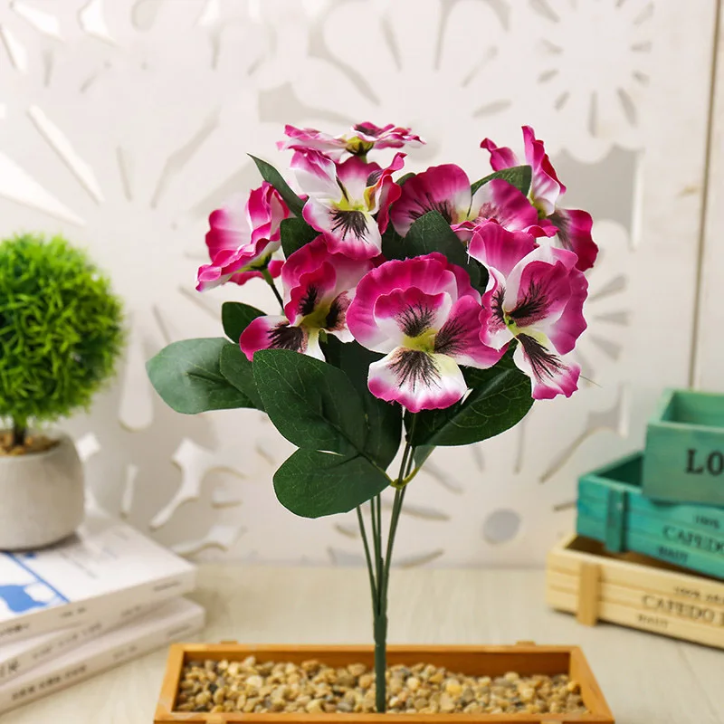 Искусственные цветы pansy 5 маленьких цветов красочные искусственные для дома