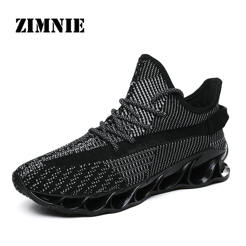 Black ZIMNIE/Новинка; мужские кроссовки; дышащие спортивные кроссовки в стиле ночного отражения; уличные кроссовки для бега; обувь размера плюс 39-45 - Цвет: Black