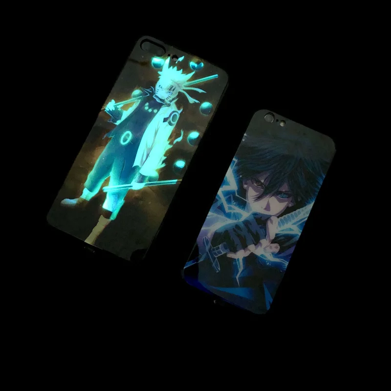 Японский аниме закаленный стеклянный чехол для телефона iPhone 6S 7 8PLUS XS MAX есть светодиодный роскошный стеклянный чехол для вспышки блестящий чехол для телефона