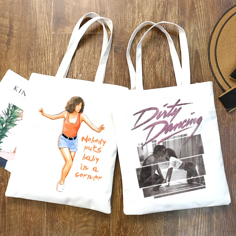

Dirty Dancing Hip Hop Graphic Cartoon Printing Large Capacity Shopping Bag Girls Fashion Casual Bag Handbag Canvas Shoulder Bag