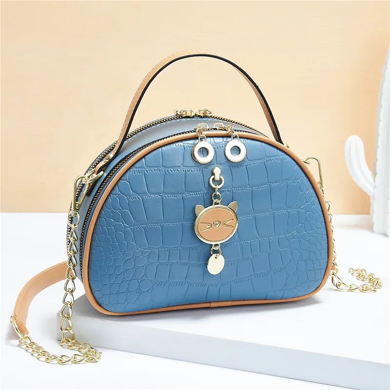 

New Stone Pattern Small Round Bags Women High Quality PU Leather Shoulder Messenger Bags Designer Casual Purses And Handbags